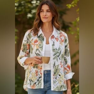 Chico's Multicolor Floral Button-Down Shirt